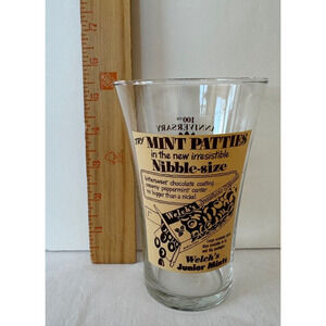 Vtg Welch's Junior Mints Patties Nibble Glass Tumbler Dubble Bubble 100th Anniv